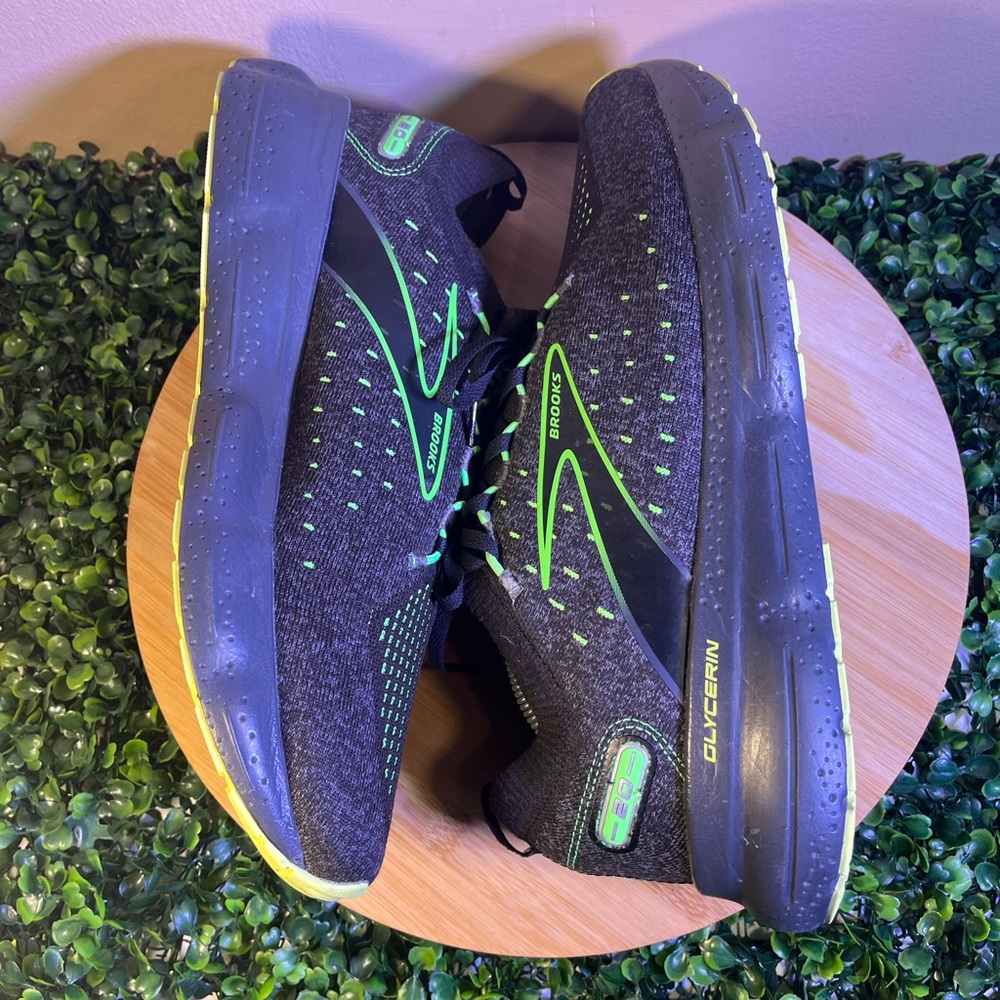 🔥 BROOKS GLYCERIN STEALTHFIT 20 BLACK NEON MENS SHOES SZ 12.5 MED(D) 1103841D092 - Picture 6 of 9